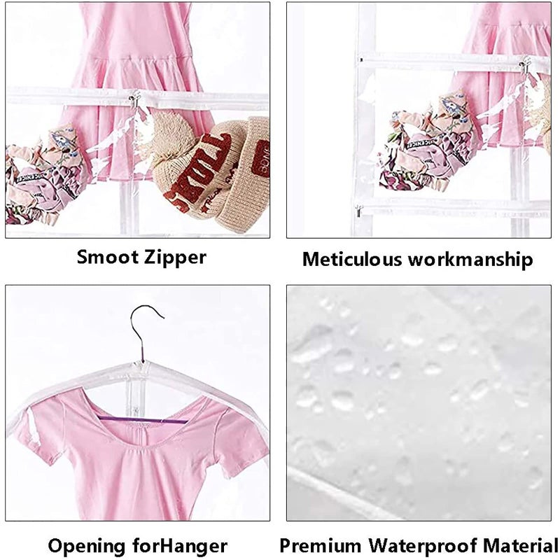 CEMGYIUK 3 Packs Clear Kids Dance Costume Garment Bags,Garment Bag 35 Inch for Dance Competitions,Foldable Travel Storage Cover Bag with 3 Zipper Pockets - Image 4
